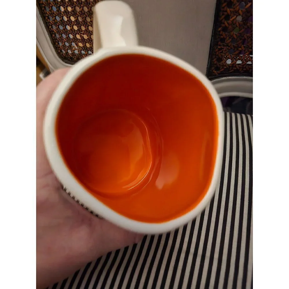 Rae Dunn Happy Halloween Double Sided Coffee Mug Orange Interior